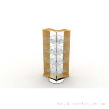 Four Tier Corner Display Shelf Wire Book / Literature Displ